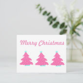 Vrolijk Kerstmis Roze Hedendaagse Kerstbomen Briefkaart (Staand voorkant)