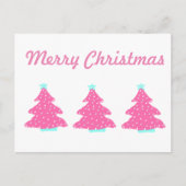 Vrolijk Kerstmis Roze Hedendaagse Kerstbomen Briefkaart (Voorkant)