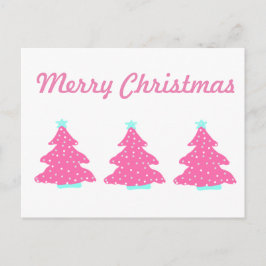 Vrolijk Kerstmis Roze Hedendaagse Kerstbomen Briefkaart