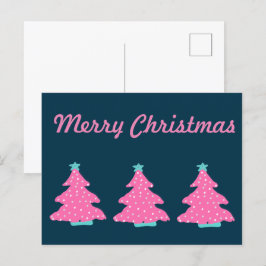 Vrolijk Kerstmis Roze Hedendaagse Kerstbomen Briefkaart
