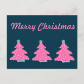 Vrolijk Kerstmis Roze Hedendaagse Kerstbomen Briefkaart (Voorkant)