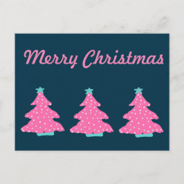 Vrolijk Kerstmis Roze Hedendaagse Kerstbomen Briefkaart
