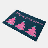 Vrolijk Kerstmis Roze Hedendaagse Kerstbomen Deurmat (Schuin)