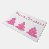 Vrolijk Kerstmis Roze Hedendaagse Kerstbomen Deurmat (Schuin)
