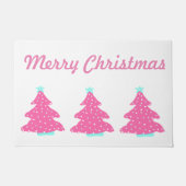 Vrolijk Kerstmis Roze Hedendaagse Kerstbomen Deurmat (Voorkant)