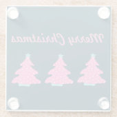 Vrolijk Kerstmis Roze Hedendaagse Kerstbomen Glazen Onderzetter (Achterkant)