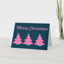 Vrolijk Kerstmis Roze Hedendaagse Kerstbomen Kaart