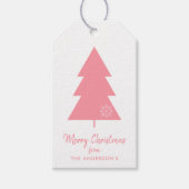 Vrolijk Kerstmis Roze Kerstboom Cadeaulabel (Voorkant)