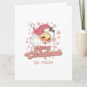 Vrolijk Kerstmis roze retro typografie Sinterklaas Kaart (Voorkant)