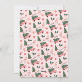 Vrolijk Kerstmis Roze Retro Van Kerstboom Feestdagenkaart (Achterkant)