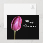 Vrolijk Kerstmis Roze Tulp Bloem Foto Bloemen Feestdagenkaart (Voorkant / Achterkant)