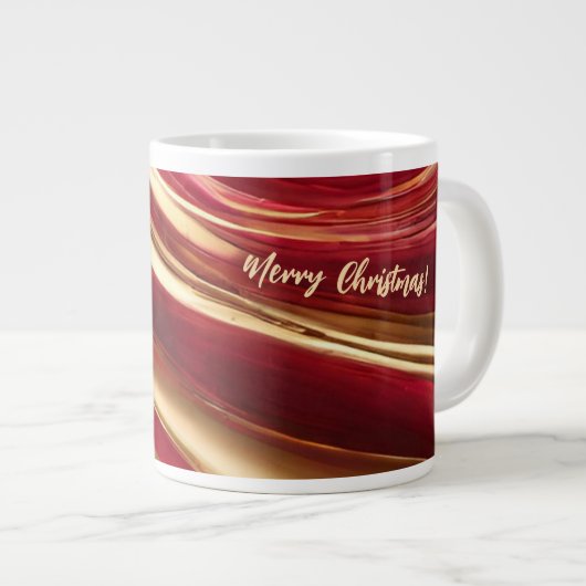 Vrolijk Kerstmis-Ruby Rood en Goud- Grote Koffiekop (Voorkant rechts)