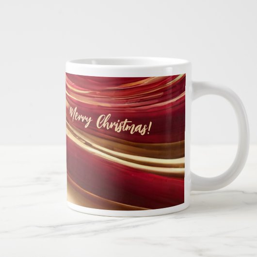 Vrolijk Kerstmis-Ruby Rood en Goud- Grote Koffiekop (Rechts)