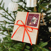 Vrolijk Kerstmis Ruby Wijn Familie Foto Vierkante Sticker