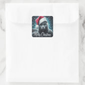 Vrolijk Kerstmis Russische blauwe Kat, Kerstman Ka Vierkante Sticker (Tas)