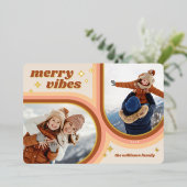 Vrolijk Kerstmis Rustiek Goud Script Foto Folie Feestdagenkaart (Staand Voorkant)