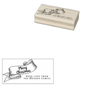 Vrolijk Kerstmis Rustiek Lint Familie Groet Rubberstempel (Gestempeld)