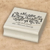 Vrolijk Kerstmis Rustiek Lint Familie Groet Rubberstempel