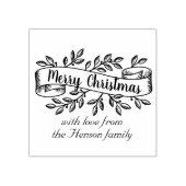 Vrolijk Kerstmis Rustiek Lint Familie Groet Rubberstempel (Afrduk)