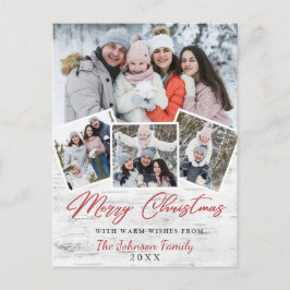 Vrolijk Kerstmis Rustieke Berkenbast 4 FOTO Groet Briefkaart