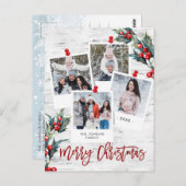 Vrolijk Kerstmis Rustieke Berkenbast 4 FOTO Groet Briefkaart (Voorkant / Achterkant)