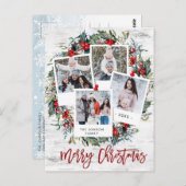 Vrolijk Kerstmis Rustieke Berkenbast 4 FOTO Groet Briefkaart (Voorkant / Achterkant)