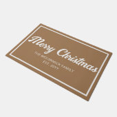 Vrolijk Kerstmis rustieke familienaam Monogram Deurmat (Schuin)