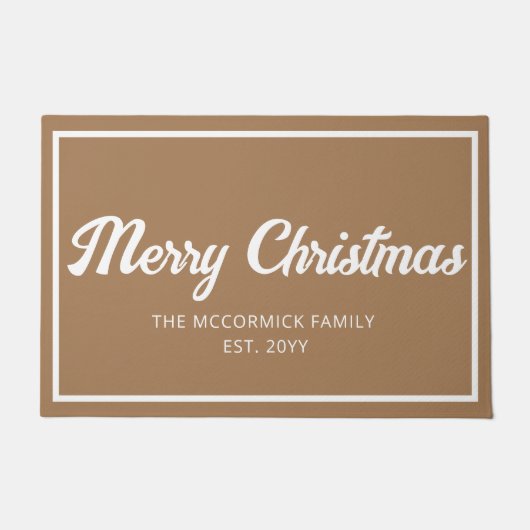 Vrolijk Kerstmis rustieke familienaam Monogram Deurmat (Voorkant)