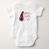 Vrolijk Kerstmis Rustieke Gnoom in Rode Buffel Pla Romper (Achterkant)