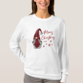Vrolijk Kerstmis Rustieke Gnoom in Rode Buffel Pla T-shirt (Voorkant)