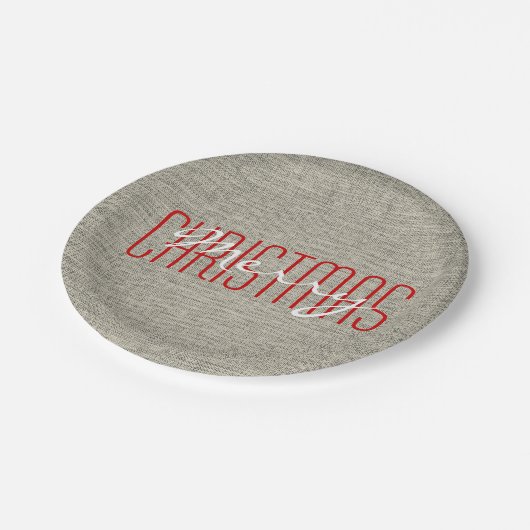 Vrolijk Kerstmis rustieke Textuur | Vakantie Papieren Bordje (Gekanteld)