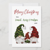 Vrolijk Kerstmis Rustieke Waterverf Gnome Familie Feestdagenkaart (Voorkant)