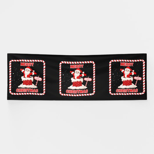 Vrolijk Kerstmis Santa Collectie 4x12 Vinyl Banner (Horizontaal)