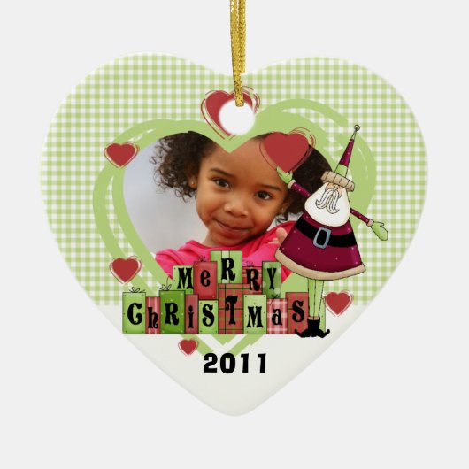 Vrolijk Kerstmis Santa Foto Ornament (Voorkant)