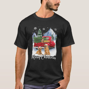 Vrolijk Kerstmis Santa Golden Retriever Red Truck T-shirt