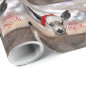 Vrolijk Kerstmis Santa Hat Herten Cadeaupapier (Rol Hoek)