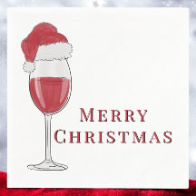 Vrolijk Kerstmis Santa Hat Wijn Glas Vakantie Part