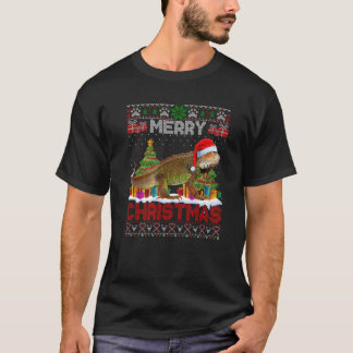 Vrolijk Kerstmis Santa Iguana Xmas Boom Lights Lel T-shirt