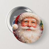 Vrolijk Kerstmis Santa Portret Ronde Button 7,6 Cm (Voorkant /achterkant)