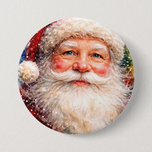 Vrolijk Kerstmis Santa Portret Ronde Button 7,6 Cm (Voorkant)