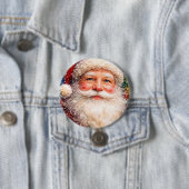 Vrolijk Kerstmis Santa Portret Ronde Button 7,6 Cm (In situ)