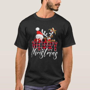 Vrolijk Kerstmis Santa rendier Buffalo Plaid Famil T-shirt