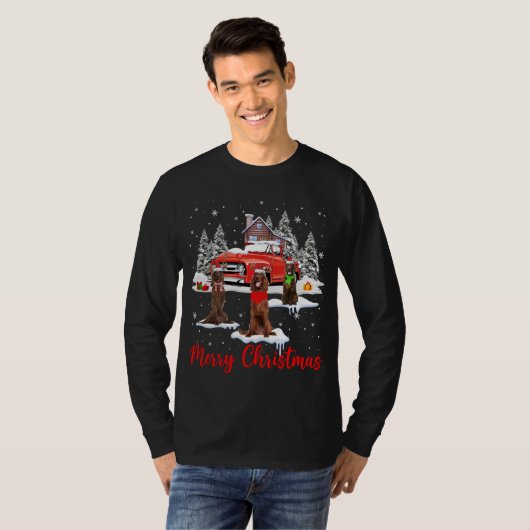 Vrolijk Kerstmis Santa Rendier Ierse Setter Met R T-shirt (Voorkant volledig)