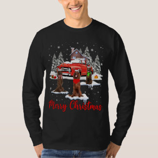 Vrolijk Kerstmis Santa Rendier Ierse Setter Met R T-shirt