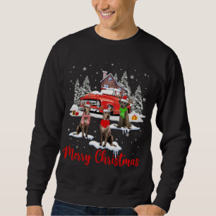 Vrolijk Kerstmis Santa Rendier Ierse Wolfhound Wit Trui