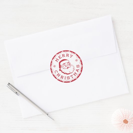 Vrolijk Kerstmis Santa Ronde Sticker (Envelop)