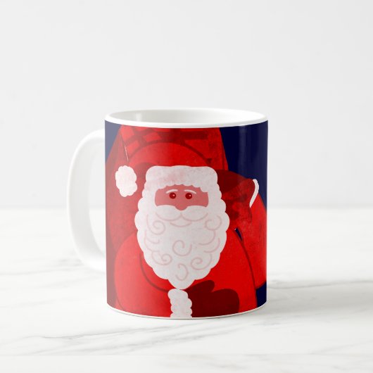 Vrolijk Kerstmis Santa rood/blauw jongens mok (Voorkant links)