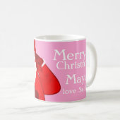 Vrolijk Kerstmis Santa rood/roze genoemd meisjes m Koffiemok (Voorkant rechts)