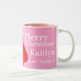 Vrolijk Kerstmis Santa rood/roze meisjes mok