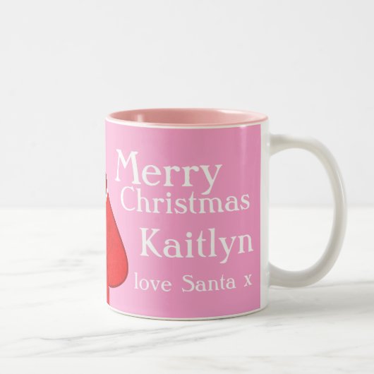 Vrolijk Kerstmis Santa rood/roze meisjes mok (Rechts)